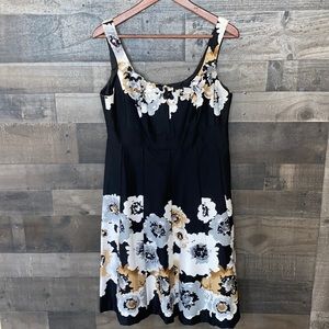 Beautiful Black Floral Dress Barn Midi Dress